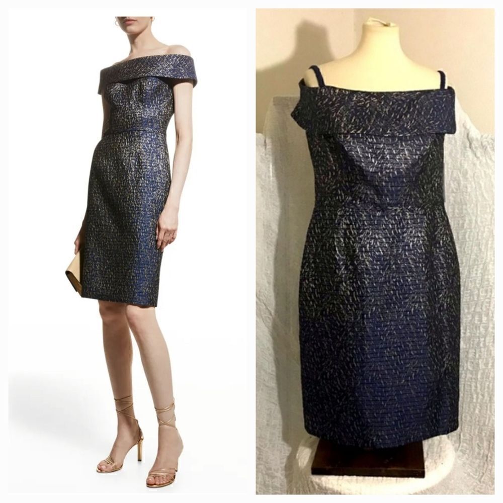 Teri Jon NWT Off The Shoulder Jaquard Cocktail Dress Size 14P